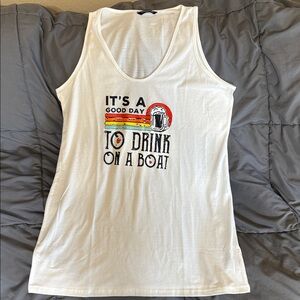 White Graphic Tank swimsuit coverup/dress